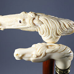 Two Carved Horse Head Canes, 19th Century