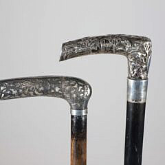 Three Sterling L-Grip Canes, 19th Century