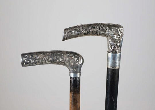 Three Sterling L-Grip Canes, 19th Century