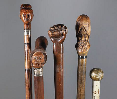 Five Folk Art Carved Canes, 19th Century