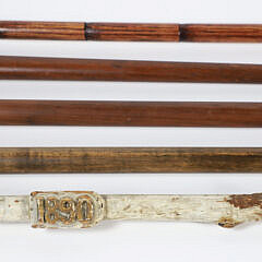 Five Carved Wood Folk Art Walking Sticks, 19th Century