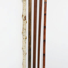 Five Carved Wood Folk Art Walking Sticks, 19th Century