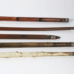 Five Carved Wood Folk Art Walking Sticks, 19th Century