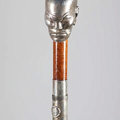 Silver Mounted Asian Bust Grip Sword Cane, 19th Century