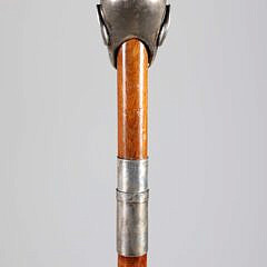 Silver Mounted Asian Bust Grip Sword Cane, 19th Century