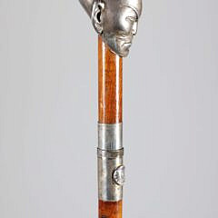 Silver Mounted Asian Bust Grip Sword Cane, 19th Century