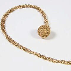Vintage Ilias Lalaounis 18K Yellow Gold Ball Pendant and Chain