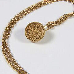 Vintage Ilias Lalaounis 18K Yellow Gold Ball Pendant and Chain