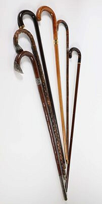 Six C-Shaped Grip Canes, 19th Century