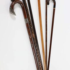 Six C-Shaped Grip Canes, 19th Century
