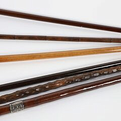 Six C-Shaped Grip Canes, 19th Century