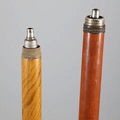 Two Carved Wood Pipe Walking Sticks, 19th Century
