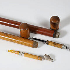 Two Carved Wood Pipe Walking Sticks, 19th Century