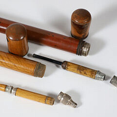 Two Carved Wood Pipe Walking Sticks, 19th Century