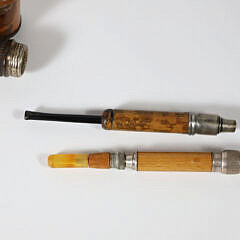 Two Carved Wood Pipe Walking Sticks, 19th Century