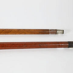 Two Carved Wood Pipe Walking Sticks, 19th Century