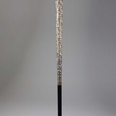 Chinese Export Repousse Silver Walking Stick, 19th Century