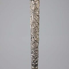 Chinese Export Repousse Silver Walking Stick, 19th Century