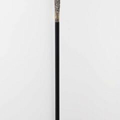 Chinese Export Repousse Silver Walking Stick, 19th Century