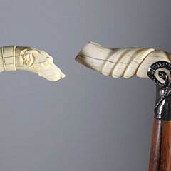 Three L-Grip Carved Canes, 19th Century