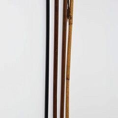 Four Various Diminutive Carved Grip Walking Sticks, 19th Century