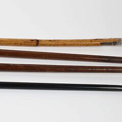 Four Various Diminutive Carved Grip Walking Sticks, 19th Century