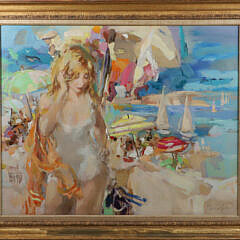 Wallace Bassford Oil on Canvas "Mood Picture Cape Cod Swim"
