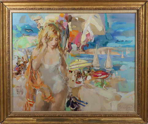 Wallace Bassford Oil on Canvas "Mood Picture Cape Cod Swim"