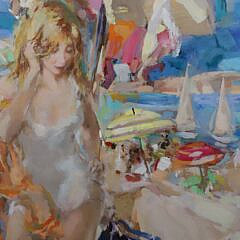 Wallace Bassford Oil on Linen “Mood Picture Cape Cod Swim”