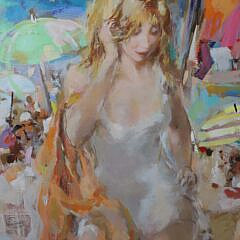 Wallace Bassford Oil on Linen “Mood Picture Cape Cod Swim”