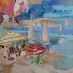 Wallace Bassford Oil on Linen “Mood Picture Cape Cod Swim”