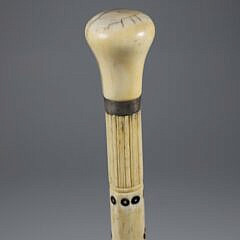 Whaler Made Mushroom Grip Walking Stick, 19th Century