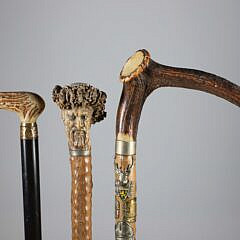 Three Assorted Horn Grip Canes, 19th Century