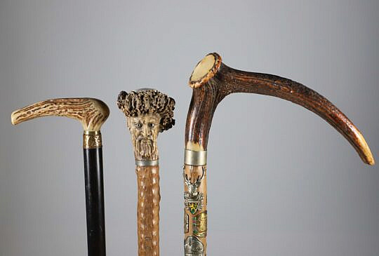 Three Assorted Horn Grip Canes, 19th Century