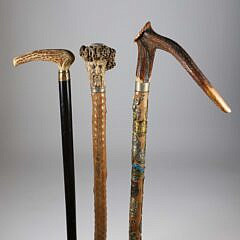 Three Assorted Horn Grip Canes, 19th Century