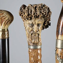 Three Assorted Horn Grip Canes, 19th Century