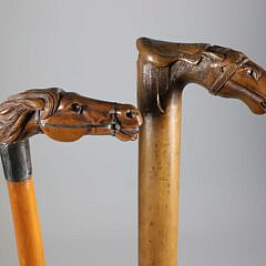 Two Carved Horse Head Canes, 19th Century