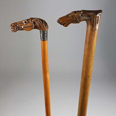 Two Vintage Carved Wood Horse Head Canes