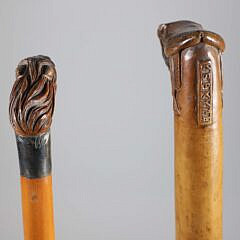 Two Vintage Carved Wood Horse Head Canes