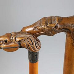 Two Vintage Carved Wood Horse Head Canes