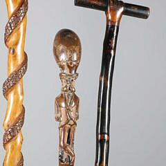Group of Five Vintage Folk Art Carved Wood Canes