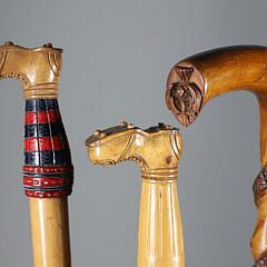 Group of Five Vintage Folk Art Carved Wood Canes