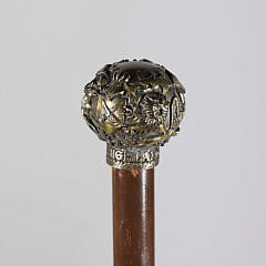 Highland Bronze Ball Grip Walking Stick, 19th Century