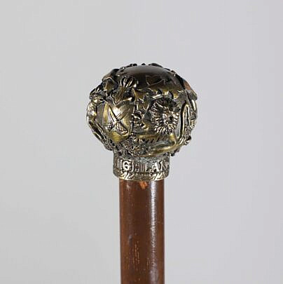 Highland Bronze Ball Grip Walking Stick, 19th Century