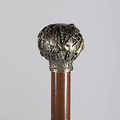 Deavar Highland Repousse Bronze Ball Grip Walking Stick, 19th Century