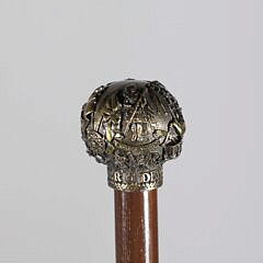 Deavar Highland Repousse Bronze Ball Grip Walking Stick, 19th Century