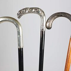 Three Silver C-Grip Canes, 19th Century