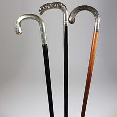 Three Silver C-Grip Canes, 19th Century