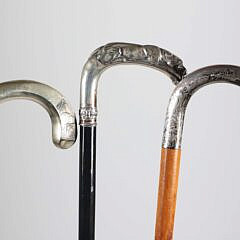 Three Silver C-Grip Canes, 19th Century