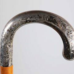 Three Silver C-Grip Canes, 19th Century